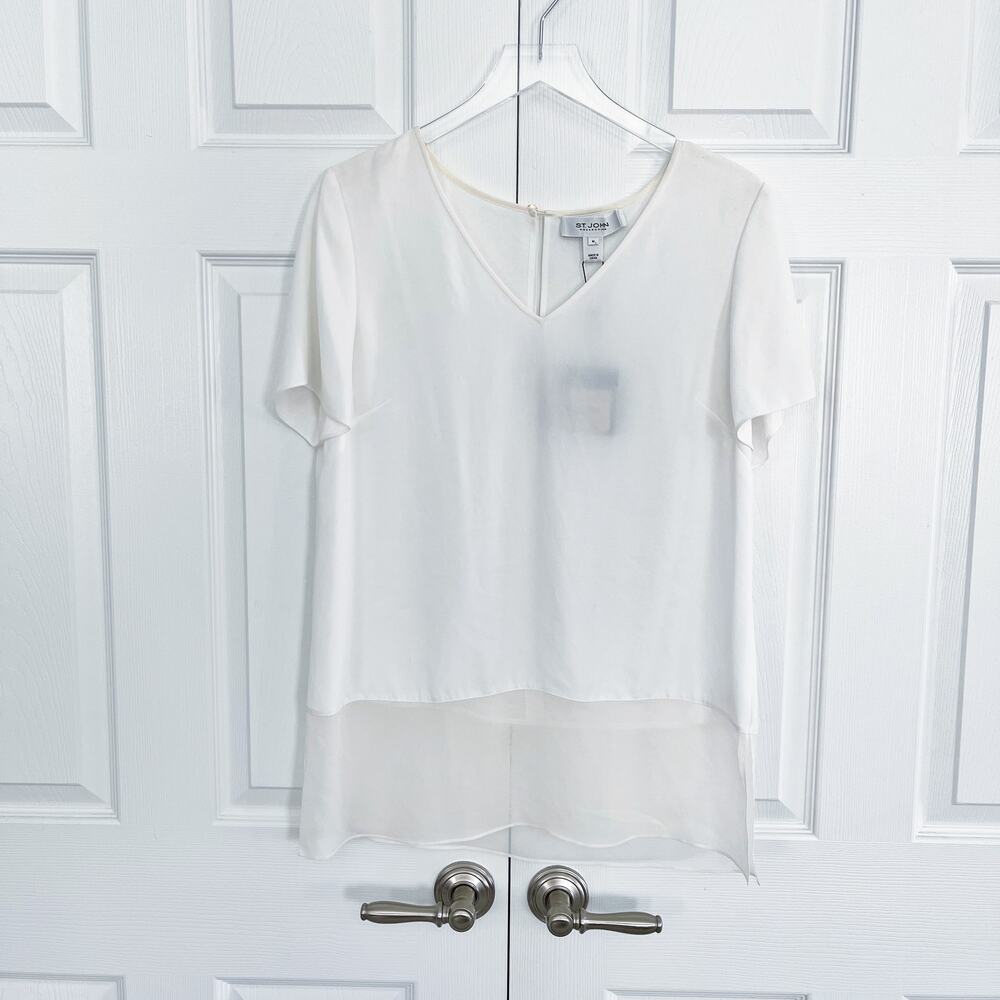 St. John Collection Bright White Tunic Blouse